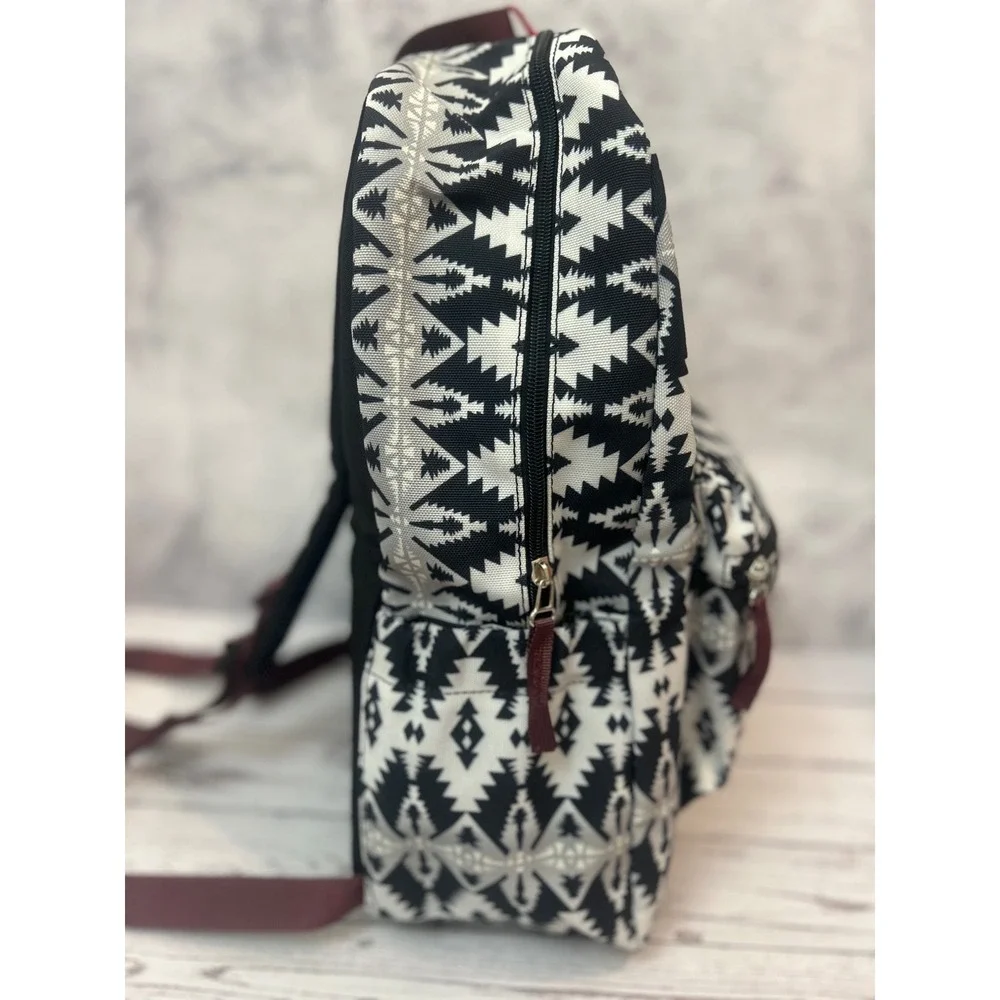 Wrangler Southwestern Geometric Print‎ Backpack Black White Maroon